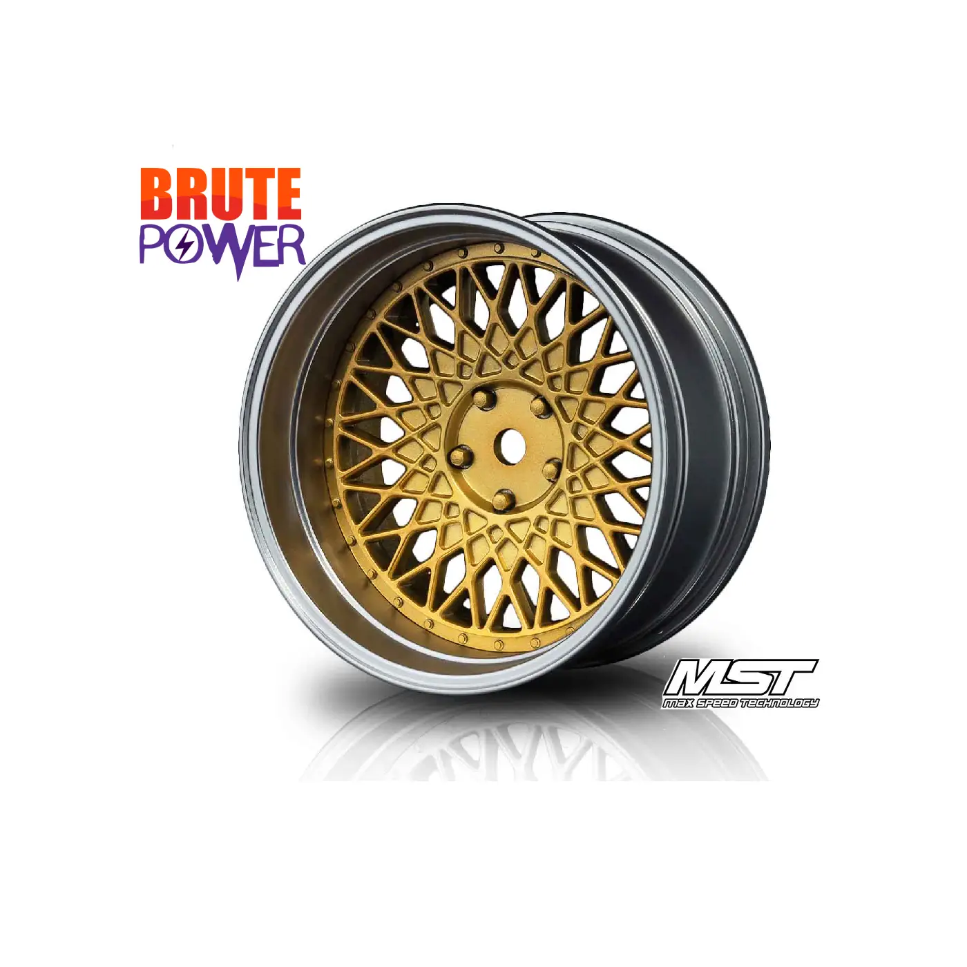 Llanta MST drift 501 plateada-dorada mate offset ajustable