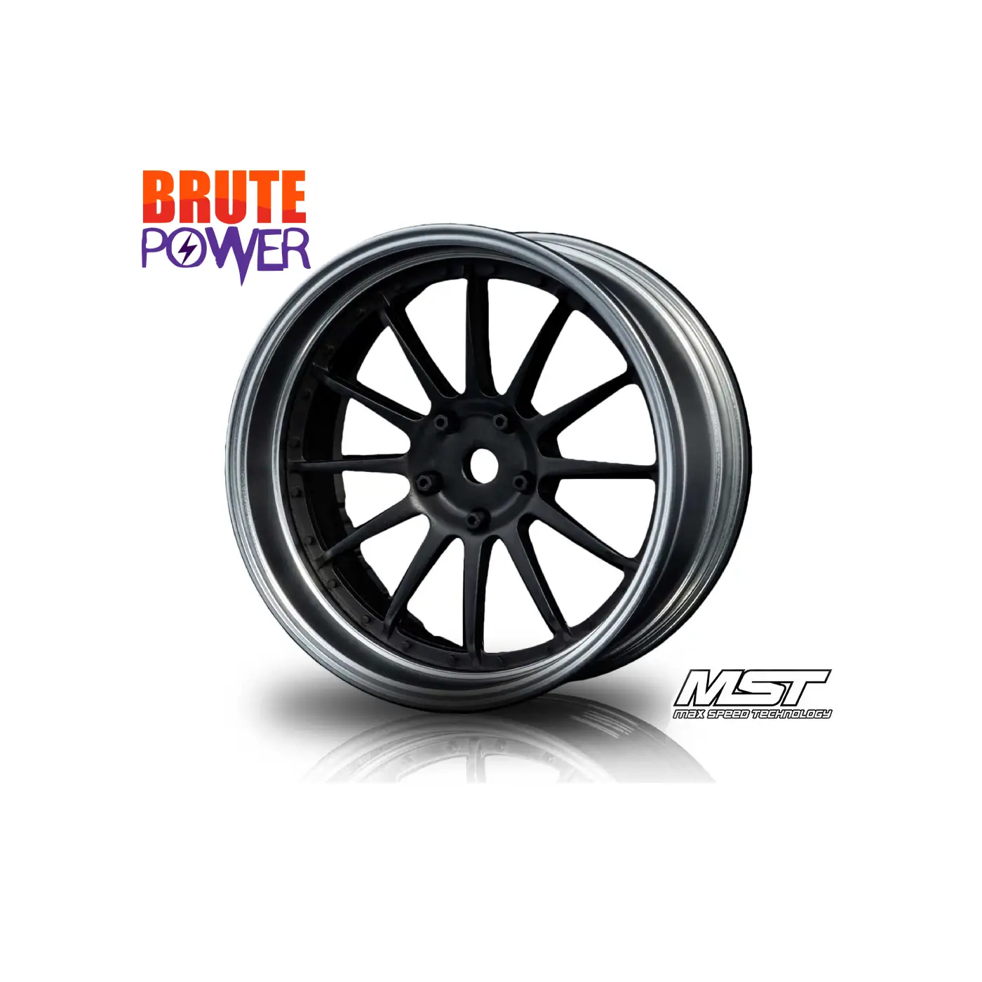 Llanta MST drift 21 plateada-negra mate offset ajustable