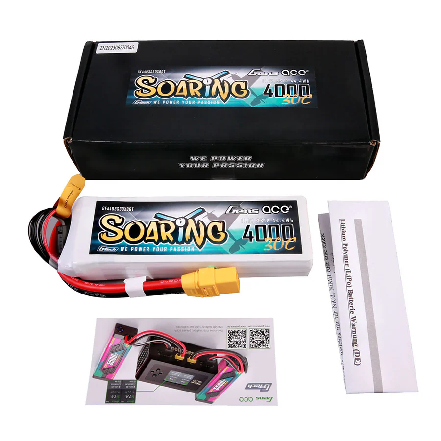 Batería Lipo 3S 4000mAh XT90 Gens ace G-Tech Soaring 30C 11.1V - Imagen 2